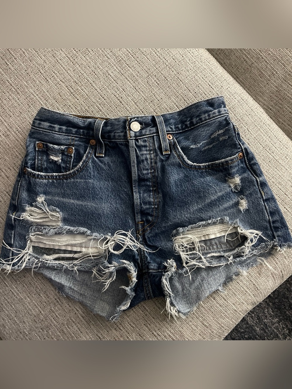 Distressed Dark Wash Women's Denim Shorts